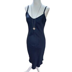 sula 100% silk slip dress - navy blue